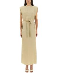 Alysi - Solid Round Neck Maxi Dress - Lyst