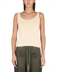 Aspesi - Solid Scoop Neck Top - Lyst