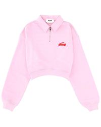 MSGM - Logo Shirt Collar Sweatshirt - Lyst