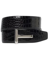 Tom Ford - T-Bar Animal-Effect Leather Belt - Lyst