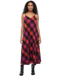 Woolrich - Checks V Neck Midi Dress - Lyst