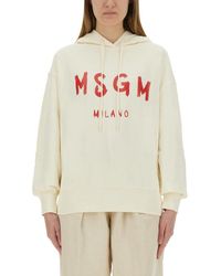 MSGM - Logo Hood Sweatshirt - Lyst