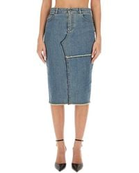 Tom Ford - Denim Solid Midi Skirt - Lyst