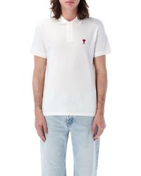 Ami Paris - De Coeur Organic Cotton Polo Shirt - Lyst