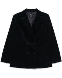 A.P.C. - Midnight Cotton Blazer With Double-Breasted Design - Lyst