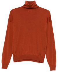 Saint Laurent - Rust High-Neck Sweater - Lyst