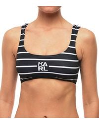 KARL LAGERFELD - Blackwhite Stripes Bikini Top Swimwear - Lyst