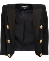 Balmain - Blazer With Satin Lapels - Lyst