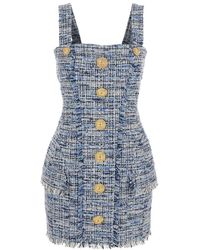 Balmain - Tweed Mini Dress - Lyst