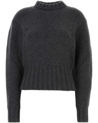 McQueen - Melange Dark Stretch Wool Blend Sweater - Lyst