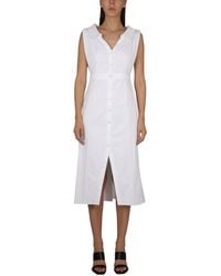 McQueen - Solid Shirt Collar Midi Dress - Lyst