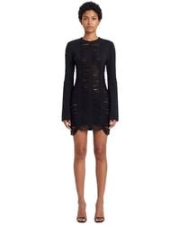 The Attico - Textured Crew Neck Mini Dress - Lyst