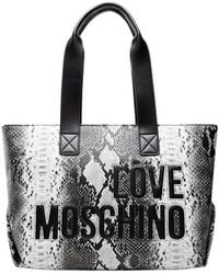 Love Moschino - Blackwhite Logo Medium Tote - Lyst