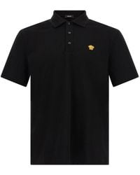 Versace - Solid Shirt Collar Polo - Lyst