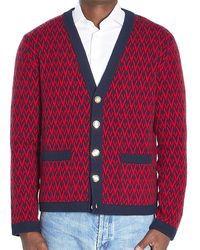 Valentino - Jacquard V Neck Cardigan - Lyst