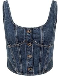 Self-Portrait - Solid Scoop Neck Top - Lyst