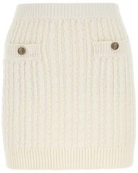 Prada - Ivory Cotton Blend Mini Skirt - Lyst