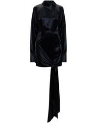 The Attico - Solid Shirt Collar Mini Dress - Lyst