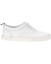 Thom Browne - Low-Top Calf Leather Sneakers With Tricolor Pull Tab - Lyst
