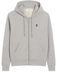 Ami Paris - Zipped Cotton Ami De Coeur Hoodie - Lyst