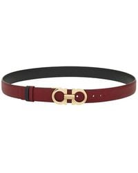 Ferragamo - Burgundy Gancini Solid Reversible Belt - Lyst