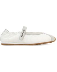 Miu Miu - Logo Ballet Flats - Lyst