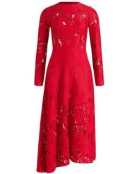 Patou - Floral Crew Neck Midi Dress - Lyst