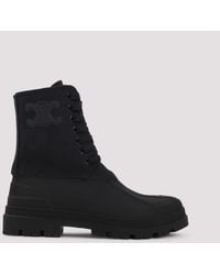 Celine Leather Lace-up Boots in Black | Lyst
