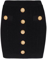 Balmain - Buttoned Knitted Skirt - Lyst