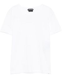 Tom Ford - Optical Cotton Jersey Crewneck T-Shirt With Embroidered Tf Logo - Lyst