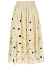 Prada - Cream Cotton Skirt - Lyst