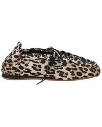 Ganni - Print Lace Up Ballet Flats - Lyst