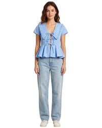 Ganni - Solid V Neck Top - Lyst