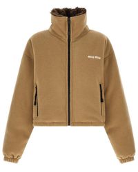 Miu Miu - Logo Mock Collar Jacket - Lyst