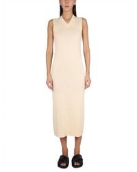 Aspesi - Knitted V Neck Midi Dress - Lyst