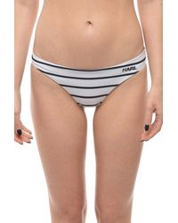 KARL LAGERFELD - Blackwhite Stripes Bikini Bottom Swimwear - Lyst