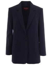 Max Mara - Solid Notched Lapel Blazer - Lyst