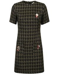 5 PROGRESS - Houndstooth Wool Blend Short Dress - Lyst