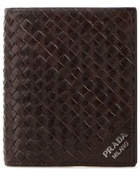 Prada - Dark Minuteria Woven Wallet - Lyst