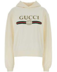 Gucci - Cream Cotton Blend Sweatshirt - Lyst
