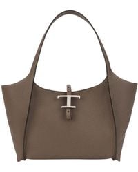 Tod's - Taupe T Timeless Large Tote - Lyst