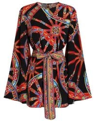 Dolce & Gabbana - Dolce & Gabbana Carretti Silk Printed Mini Dress - Lyst