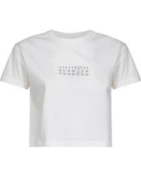 MM6 by Maison Martin Margiela - Crop T-Shirt With Number Graphics - Lyst