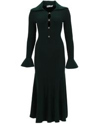 Self-Portrait - Dark Knitted Shirt Collar Midi Dress - Lyst