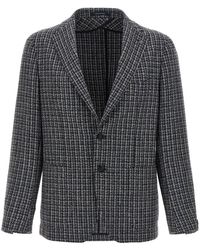 Tagliatore - Wool Tweed Blazer With Peak Lapels - Lyst
