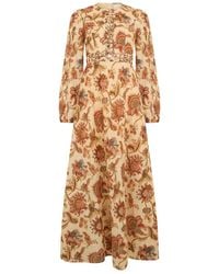 Zimmermann - Floral Round Neck Maxi Dress - Lyst