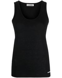 Jil Sander - Cotton Scoop Neck Sleeveless Top - Lyst