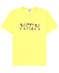MSGM - Graphic Crew Neck T-Shirt - Lyst