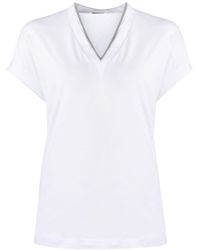 Brunello Cucinelli - V-Neck Cotton T-Shirt - Lyst