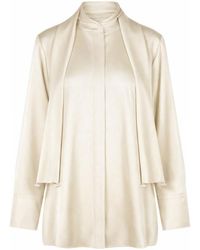 Jil Sander - Draped-Neck Long-Sleeve Blouse - Lyst